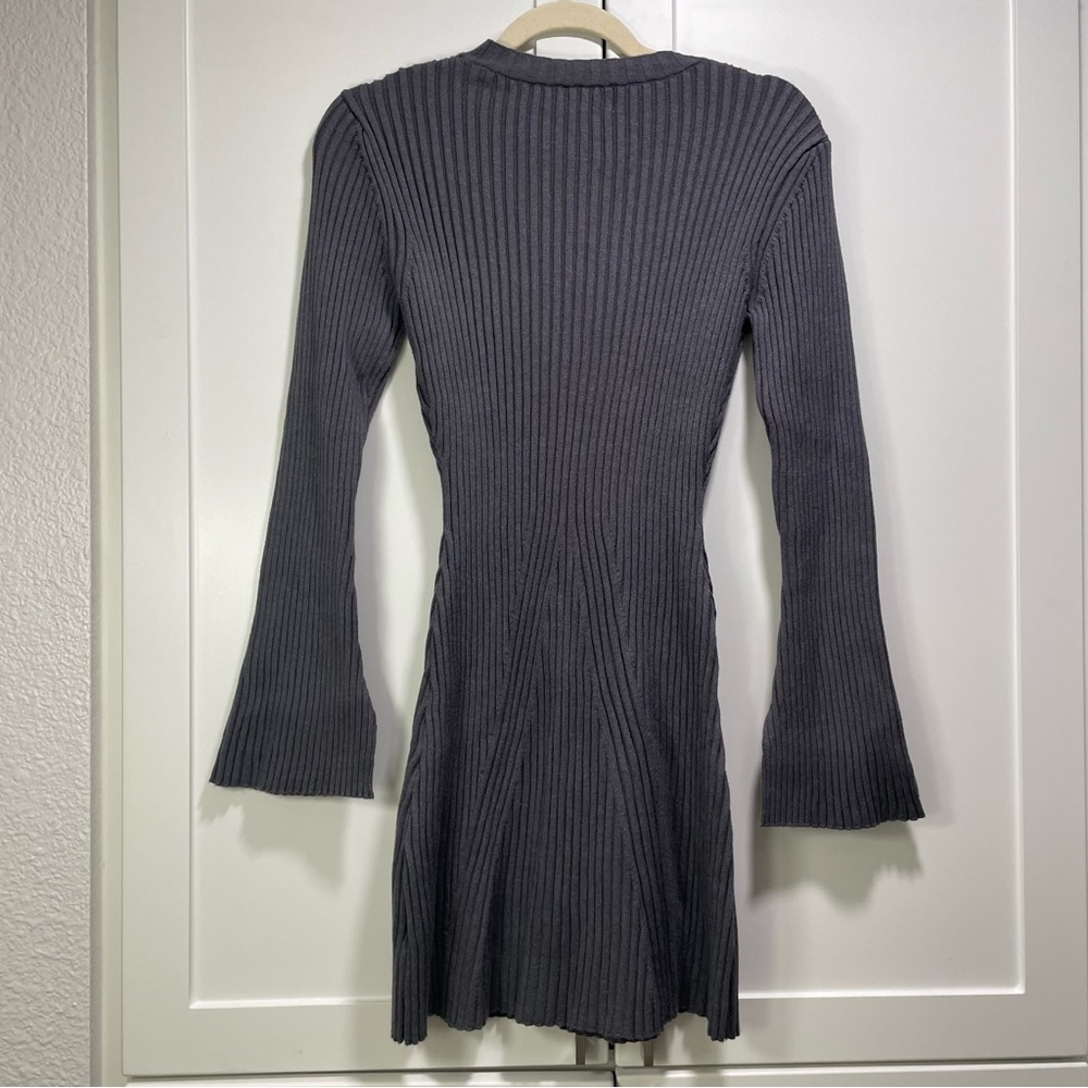 Yojani Boutique Eloise Ribbed Knit Mini Dress Smoke - Picture 8 of 8